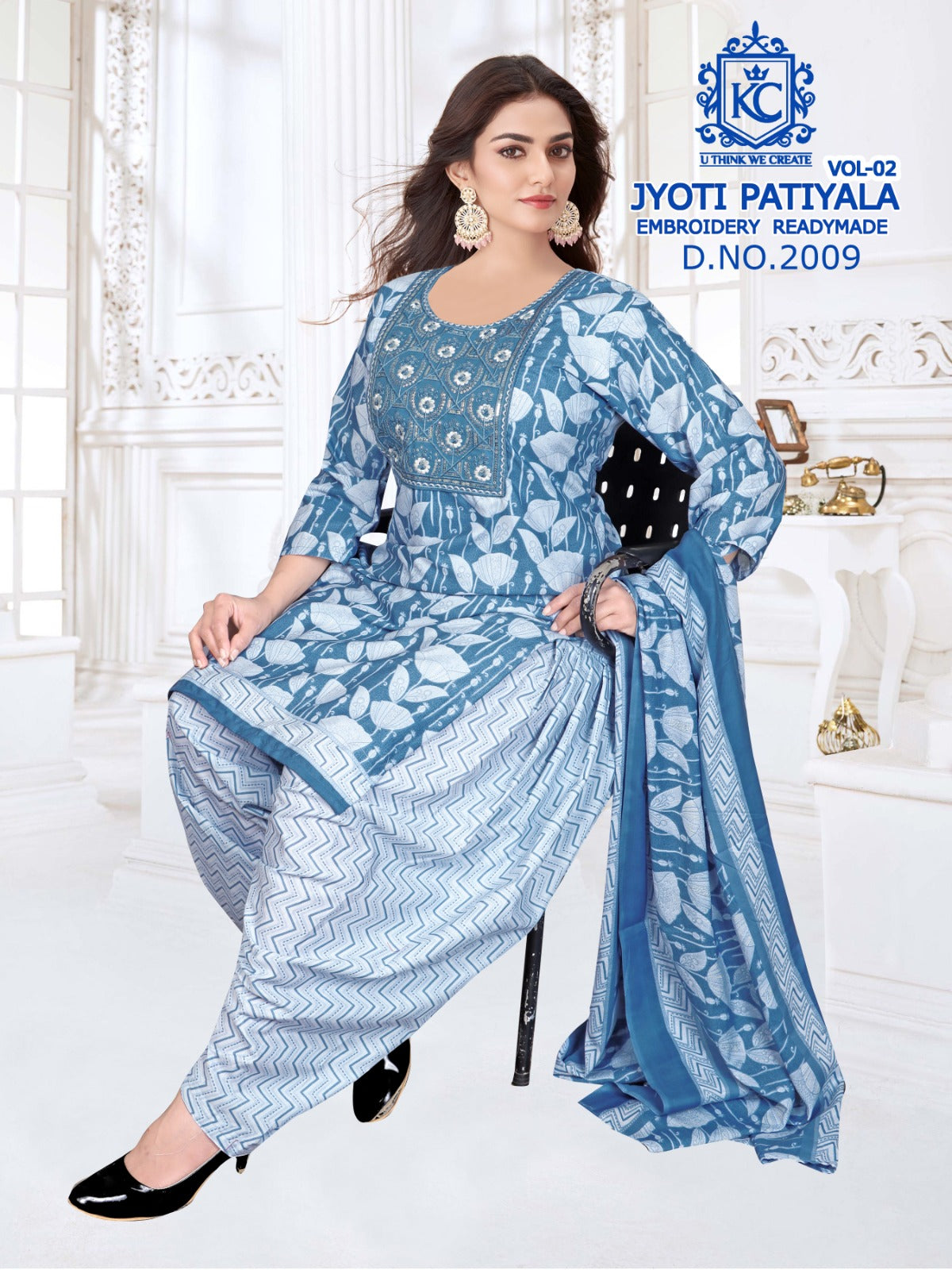 Jyoti Vol 2 Embroidery Kcf Readymade Cotton Patiyala Suits Wholesale Rate