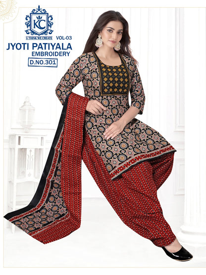 Jyoti Vol 3 Embroidery Kcf Readymade Cotton Patiyala Suits Exporter