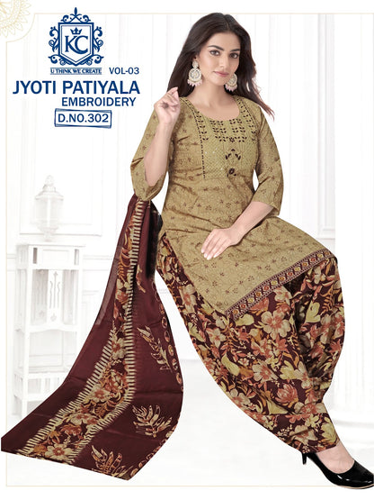 Jyoti Vol 3 Embroidery Kcf Readymade Cotton Patiyala Suits Exporter