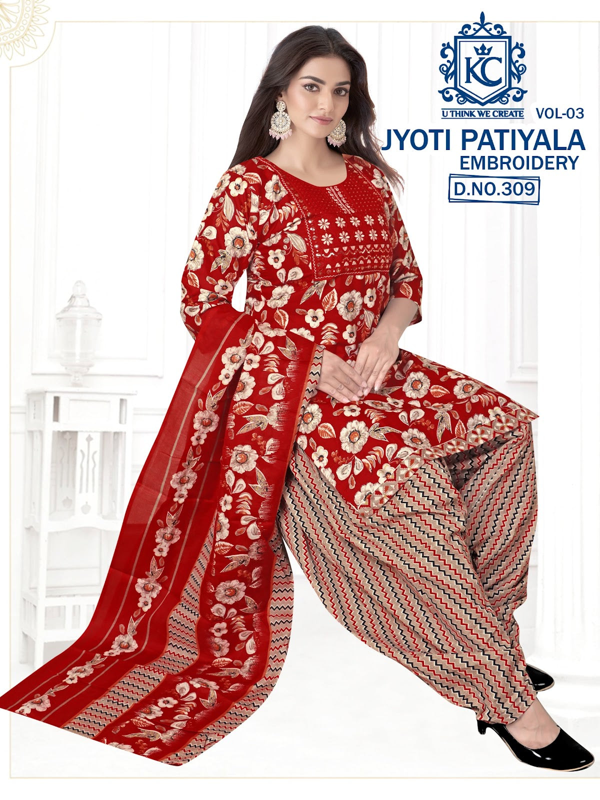 Jyoti Vol 3 Embroidery Kcf Readymade Cotton Patiyala Suits Exporter