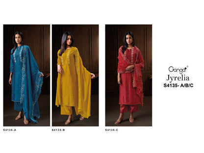 Jyrelia 4135 Ganga Pure Bemberg Plazzo Style Suits Wholesaler Ahmedabad
