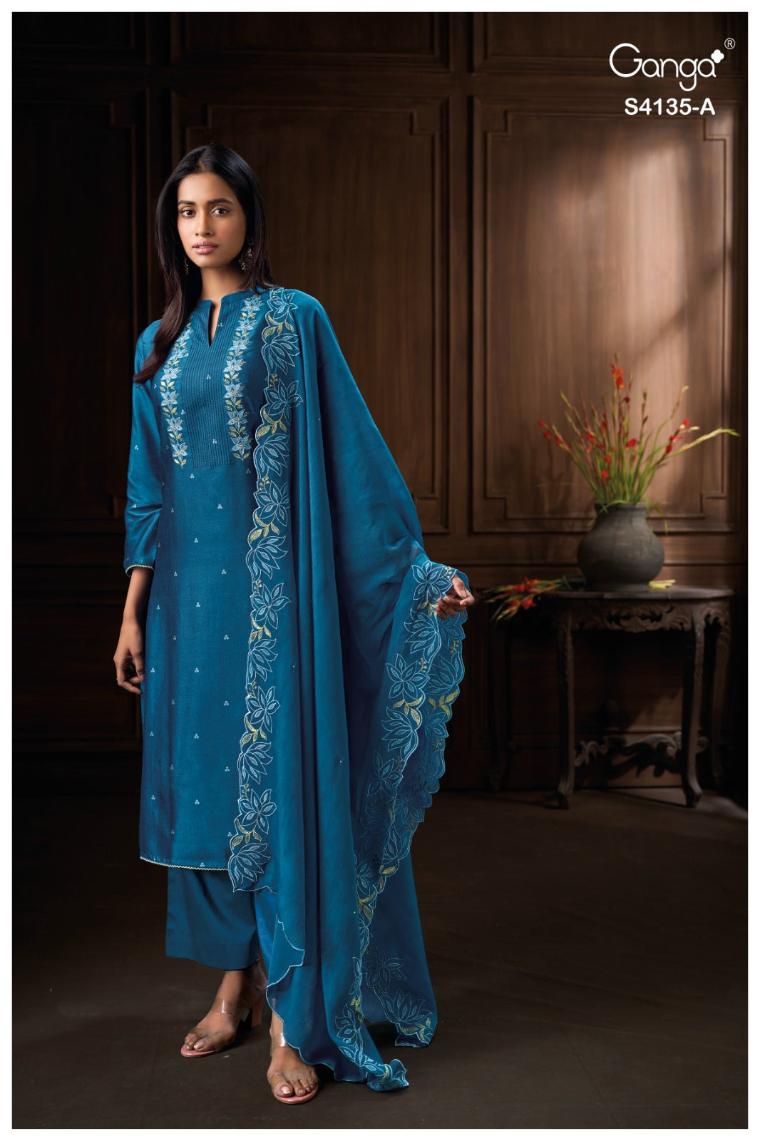 Jyrelia 4135 Ganga Pure Bemberg Plazzo Style Suits Wholesaler Ahmedabad