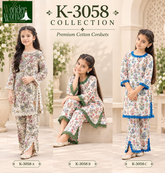 K-3058 The Wonder Woman Cotton Girls Co Ord Set Wholesale Price