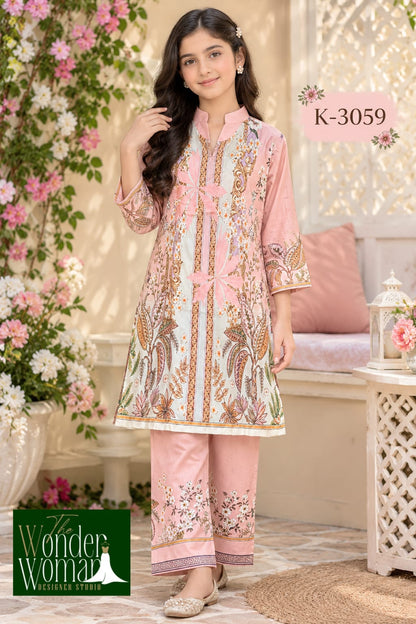 K-3059 The Wonder Woman Mal Satin Girls Co Ord Set Wholesaler India