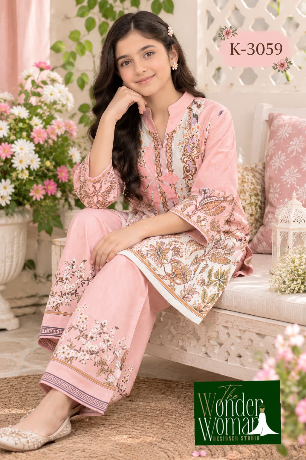 K-3059 The Wonder Woman Mal Satin Girls Co Ord Set Wholesaler India