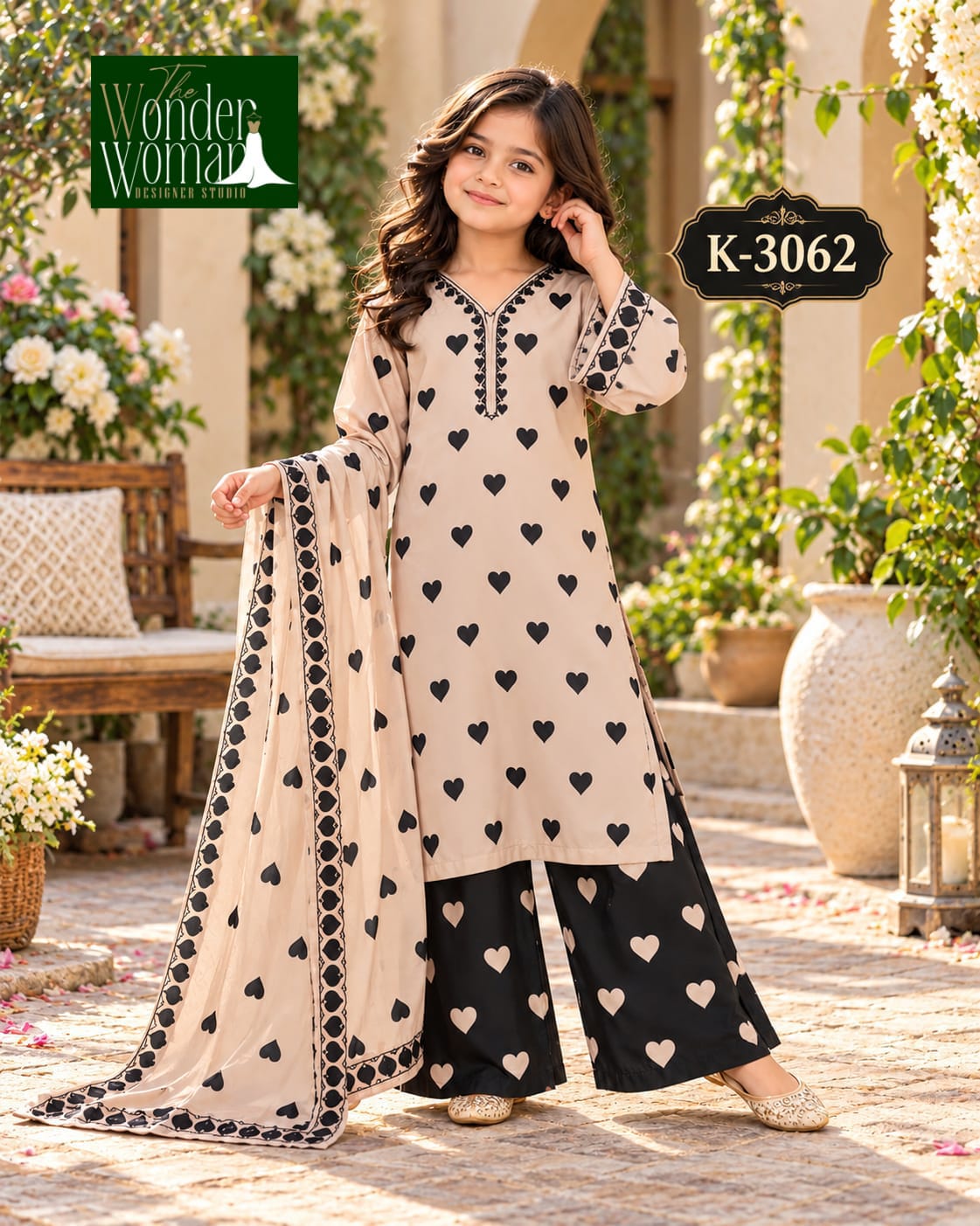 K-3062 The Wonder Woman Mal Satin Girls Readymade Palazzo Suits Manufacturer