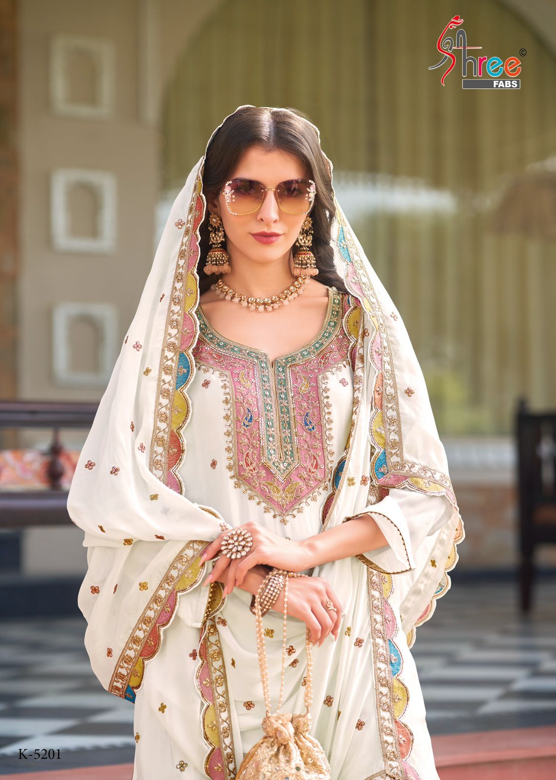 K-5201Abc Shree Fabs Chinnon Pakistani Salwar Suits Exporter India