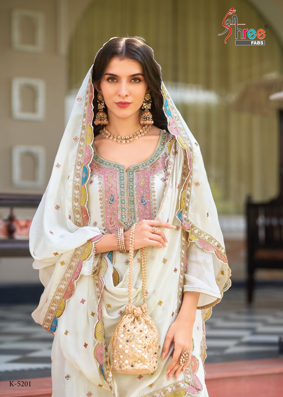K-5201Abc Shree Fabs Chinnon Pakistani Salwar Suits Exporter India