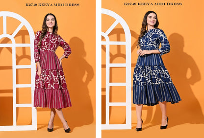 K2749 Keeya Pure Cotton Midi Dress Manufacturer India