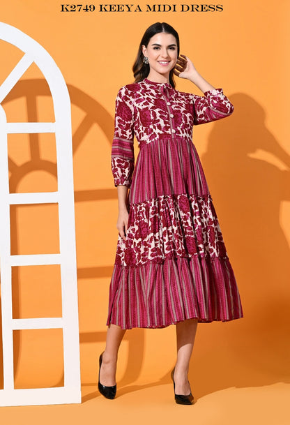 K2749 Keeya Pure Cotton Midi Dress Manufacturer India