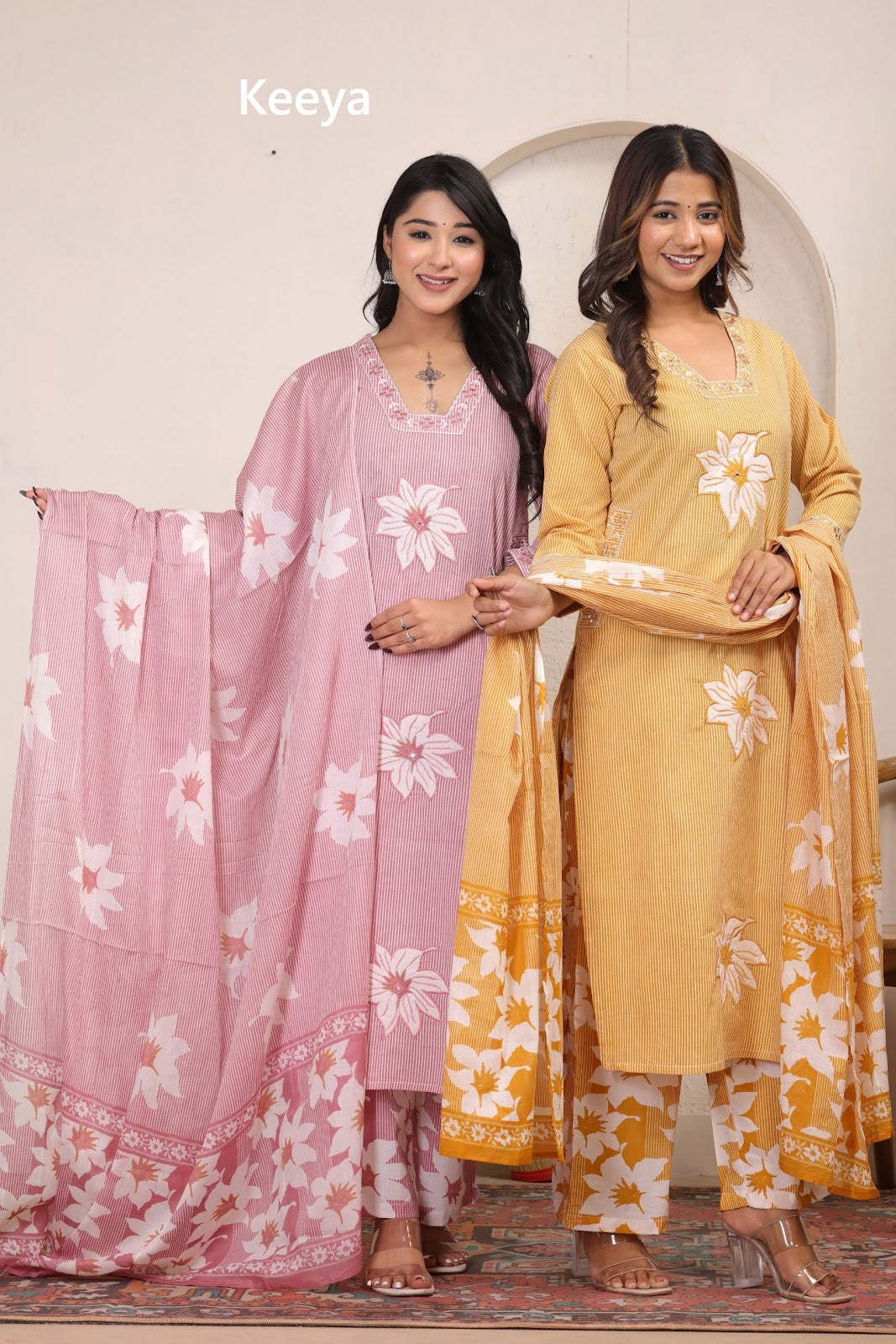 K3541 Floral Print Keeya Readymade Cotton Pant Suits Wholesale
