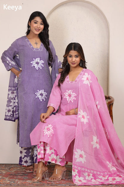 K3541 Floral Print Keeya Readymade Cotton Pant Suits Wholesale