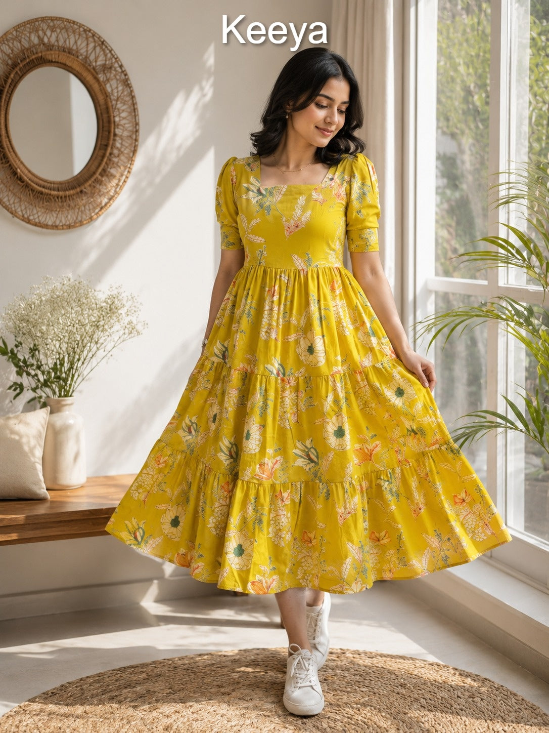 K3644 Keeya Cotton Midi Dress Exporter Gujarat