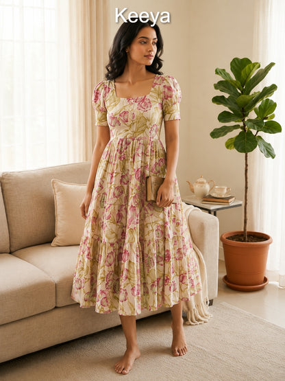 K3644 Keeya Cotton Midi Dress Exporter Gujarat