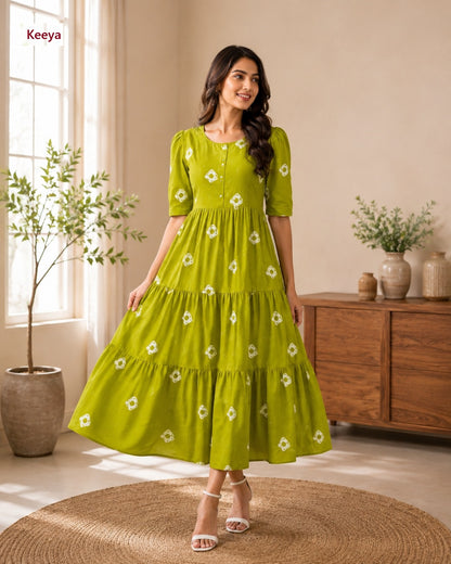 K3646 Keeya Cotton Midi Dress Supplier Ahmedabad