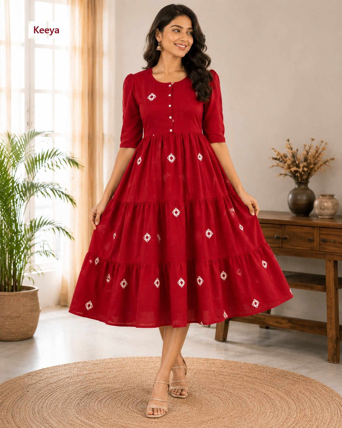 K3646 Keeya Cotton Midi Dress Supplier Ahmedabad