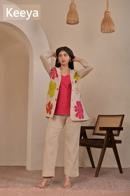 K3665 Long Jacket Keeya Jute Co Ord Set Wholesale Rate