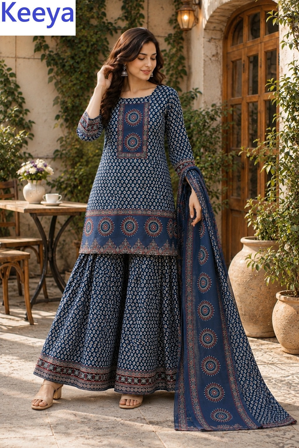 K3675 Keeya Cotton Readymade Plazzo Style Suits Supplier Ahmedabad