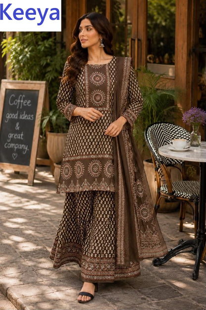 K3675 Keeya Cotton Readymade Plazzo Style Suits Supplier Ahmedabad