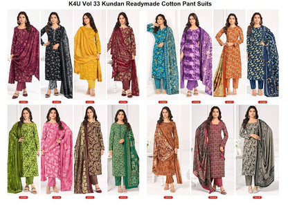 K4U Vol 33 Kundan Pure Cotton Readymade Cotton Pant Suits Manufacturer