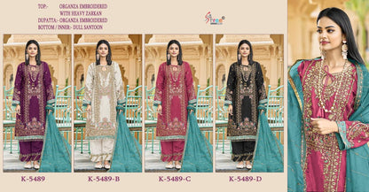 K -5489 Shree Fabs Organza Pakistani Salwar Suits Wholesale Price