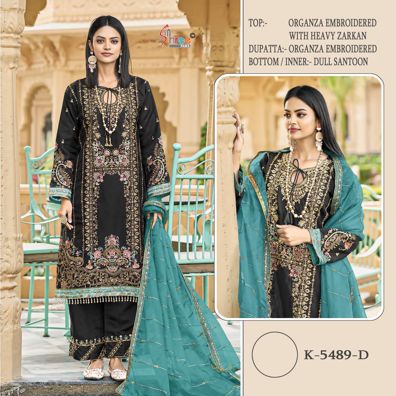 K -5489 Shree Fabs Organza Pakistani Salwar Suits Wholesale Price