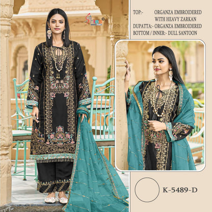 K -5489 Shree Fabs Organza Pakistani Salwar Suits Wholesale Price