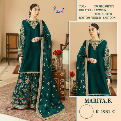 K 1931 Mariya B Shree Fabs Fox Georgette Pakistani Salwar Suits Exporter India