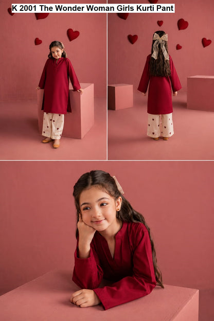 K 2001 The Wonder Woman Rayon Girls Kurti Pant Exporter Ahmedabad