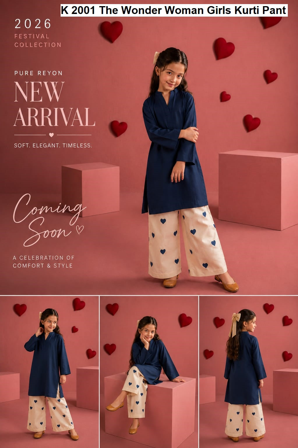 K 2001 The Wonder Woman Rayon Girls Kurti Pant Exporter Ahmedabad