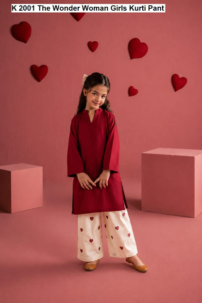 K 2001 The Wonder Woman Rayon Girls Kurti Pant Exporter Ahmedabad