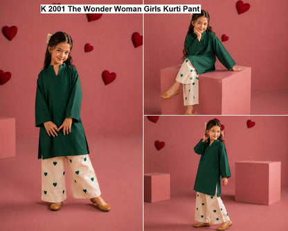 K 2001 The Wonder Woman Rayon Girls Kurti Pant Exporter Ahmedabad
