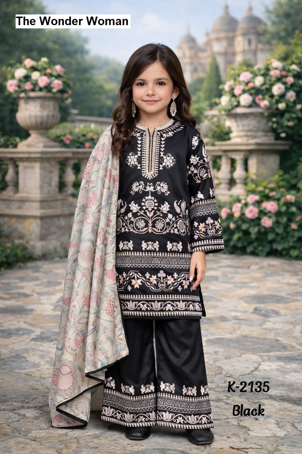 K 2134 The Wonder Woman Satin Girls Readymade Pant Suits Exporter India