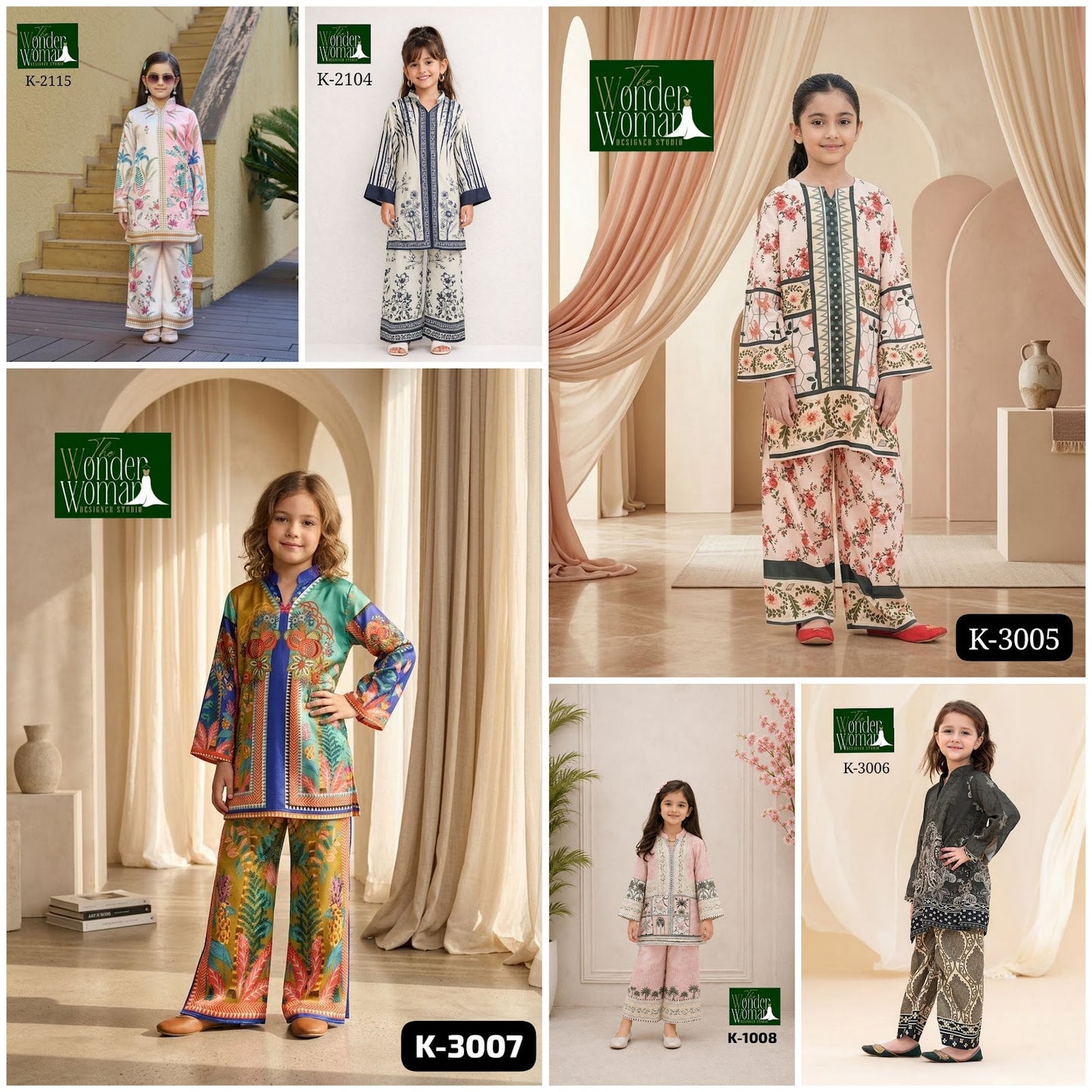 K 3005-1008-3007-2104-2115-3006 The Wonder Woman Mal Satin Girls Co Ord Set Exporter Ahmedabad