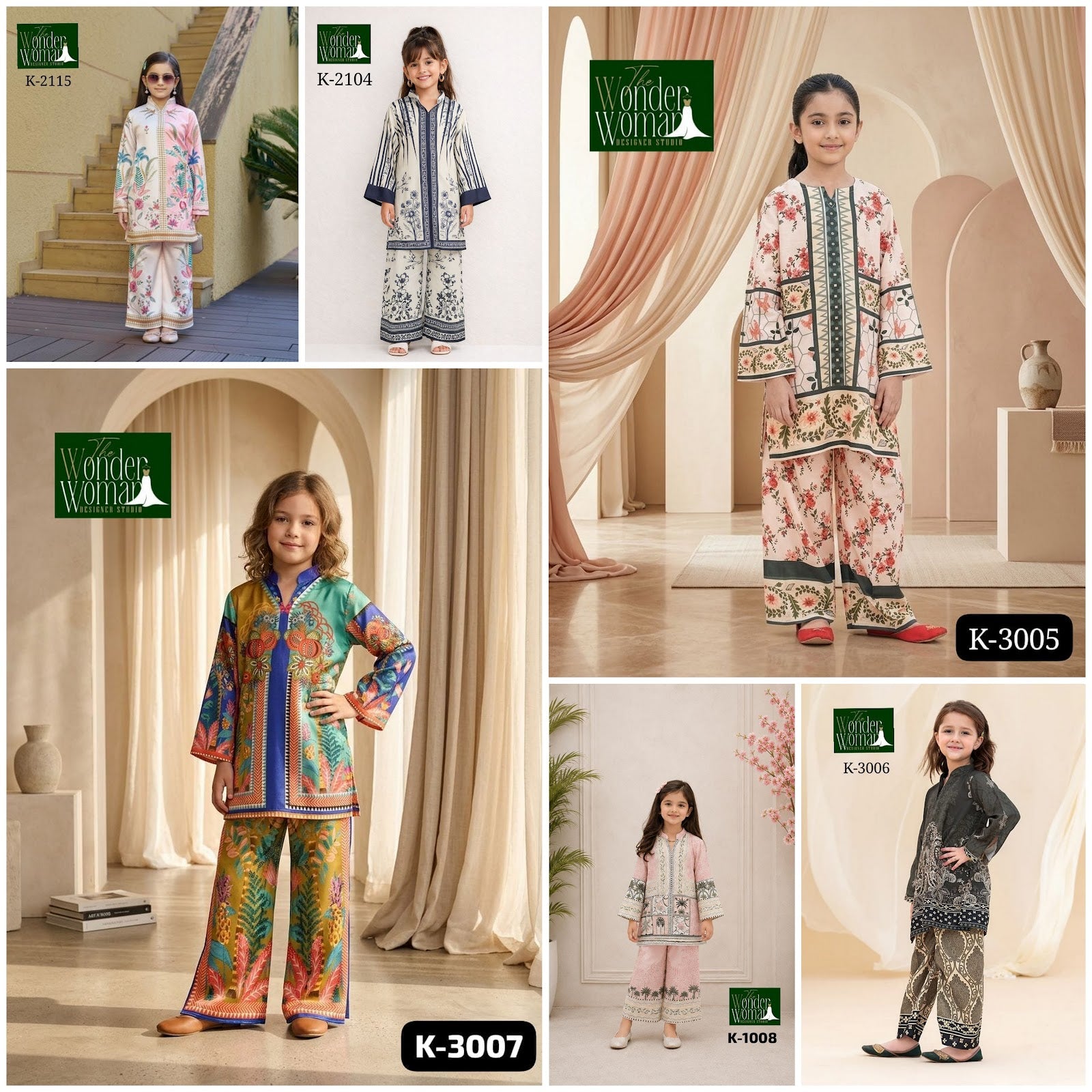 K 3005-1008-3007-2104-2115-3006 The Wonder Woman Mal Satin Girls Co Ord Set Exporter Ahmedabad