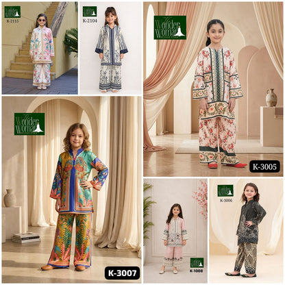 K 3005-1008-3007-2104-2115-3006 The Wonder Woman Mal Satin Girls Co Ord Set Exporter Ahmedabad