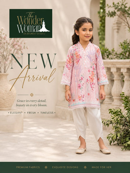K 3040-3041 The Wonder Woman Mal Satin Girls Kurti Pant Wholesaler Gujarat