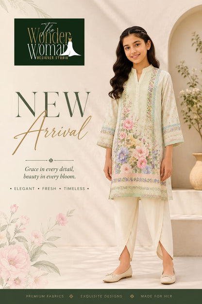 K 3040-3041 The Wonder Woman Mal Satin Girls Kurti Pant Wholesaler Gujarat