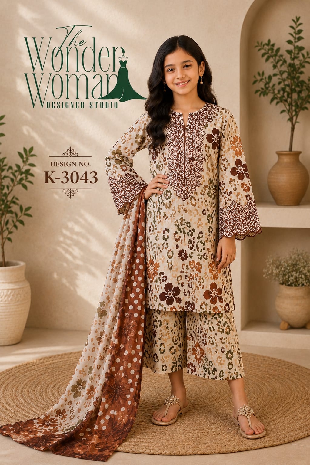 K 3043 The Wonder Woman Soft Satin Girls Readymade Pant Suits Wholesale