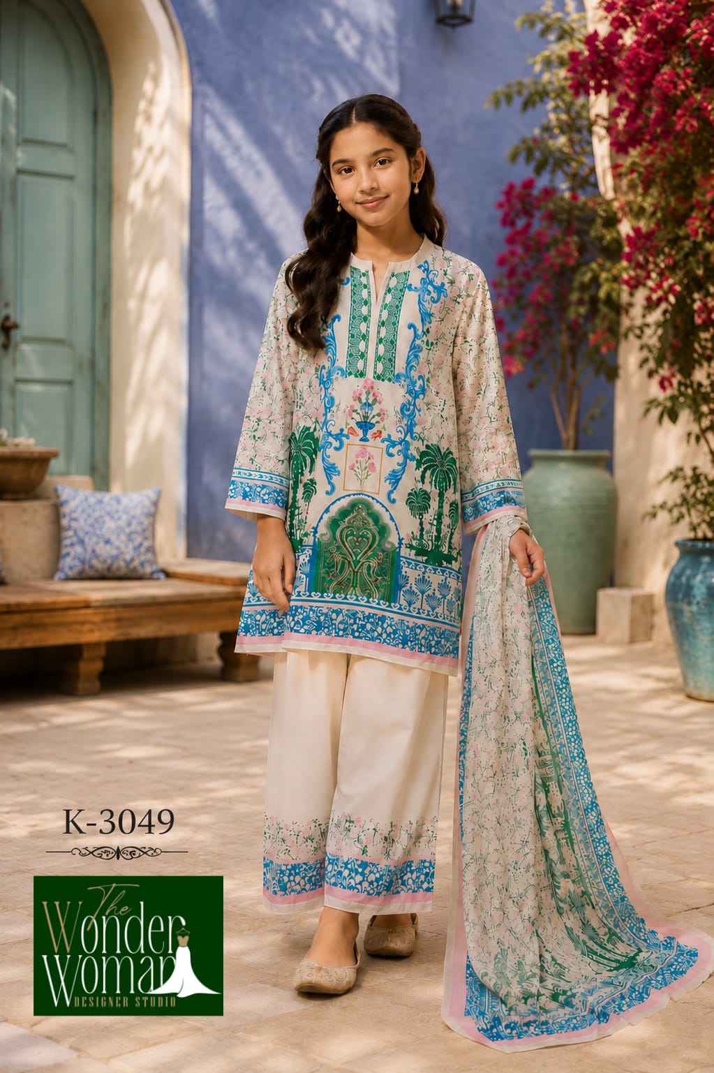 K 3049 The Wonder Woman Mal Satin Girls Readymade Pant Suits Supplier Ahmedabad