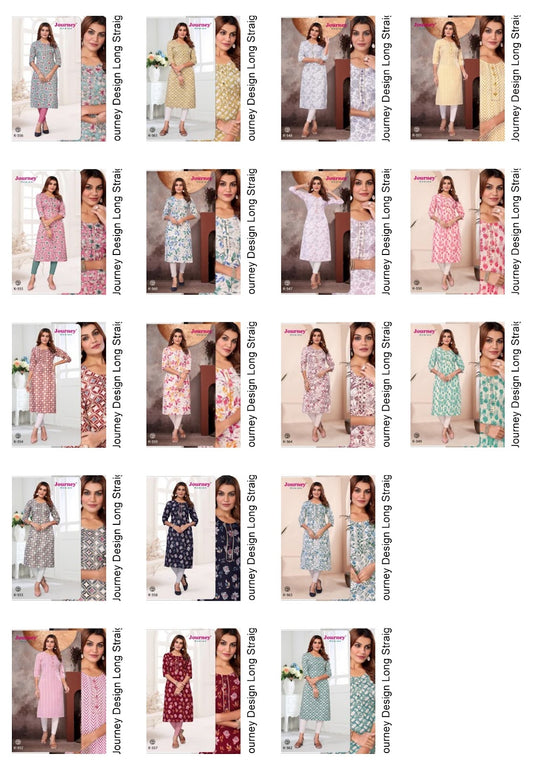 K 347-364 Journey Design Tora Long Straight Kurti Exporter India