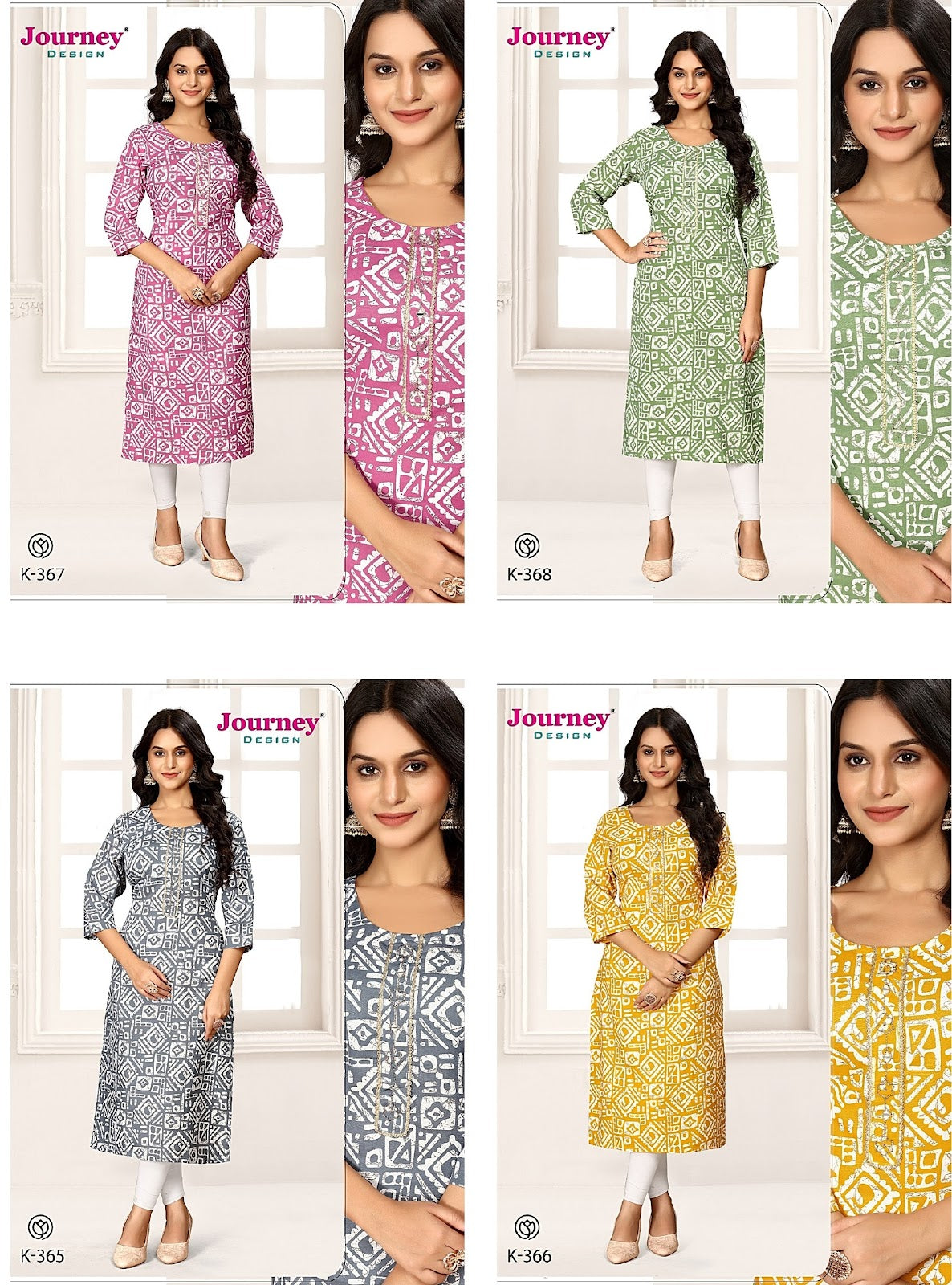 K 365-368 Journey Design Tora Long Straight Kurti Wholesaler