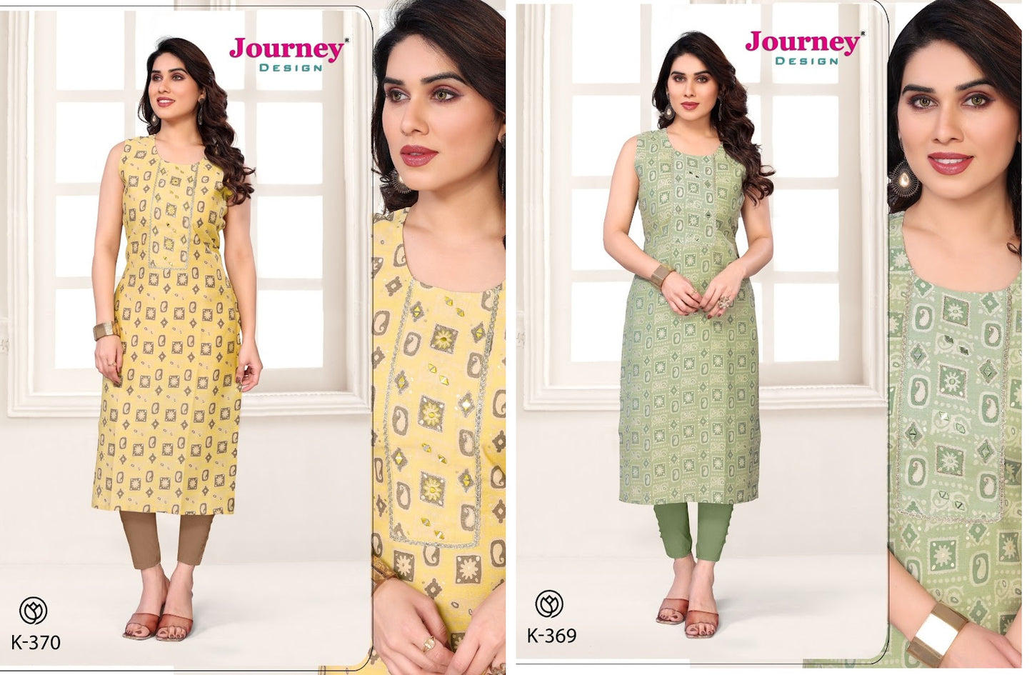 K 369-370 Journey Design Modal Long Straight Kurti Exporter Ahmedabad
