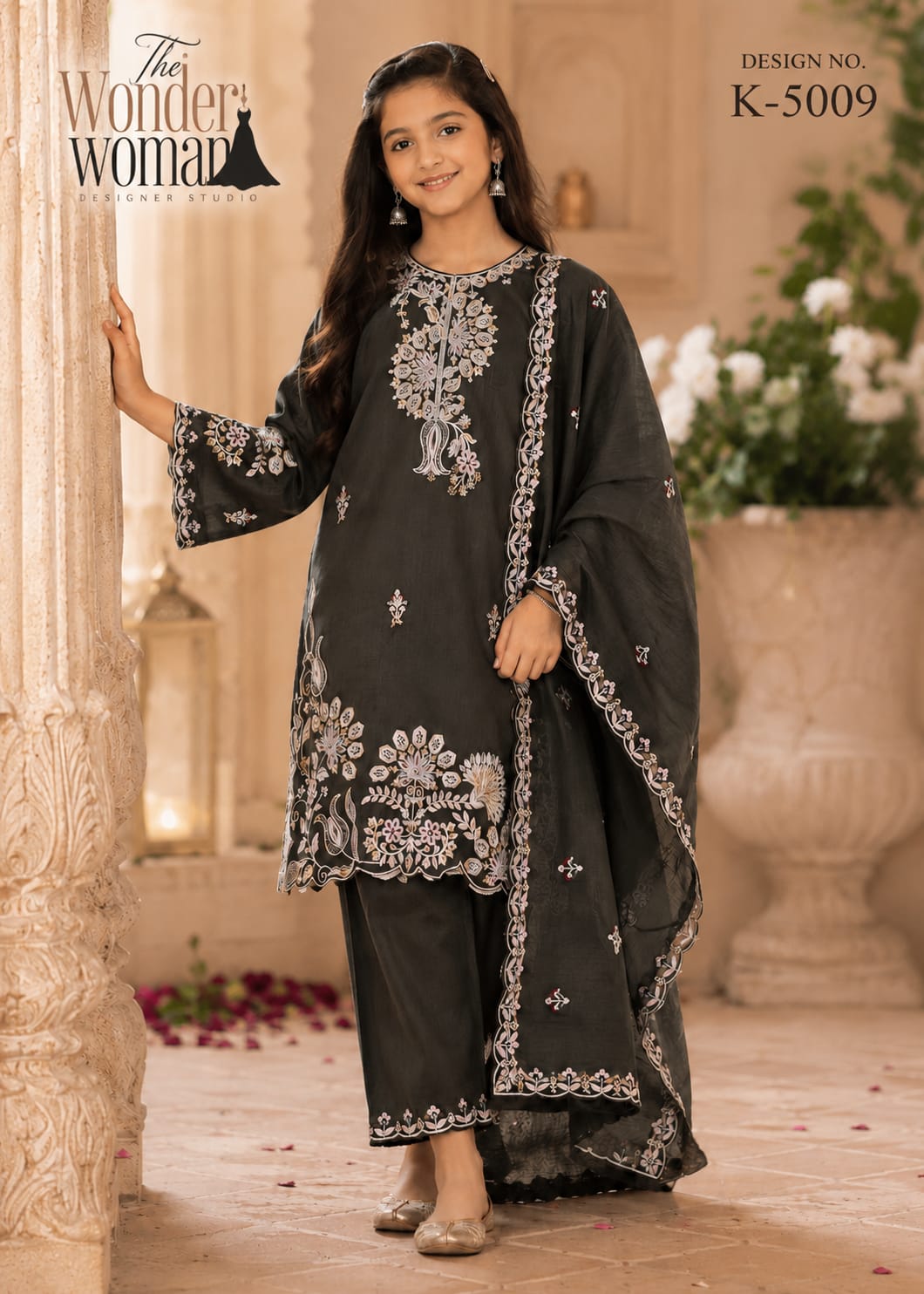 K 5009 The Wonder Woman Viscose Slub Girls Readymade Pant Suits Wholesale Price