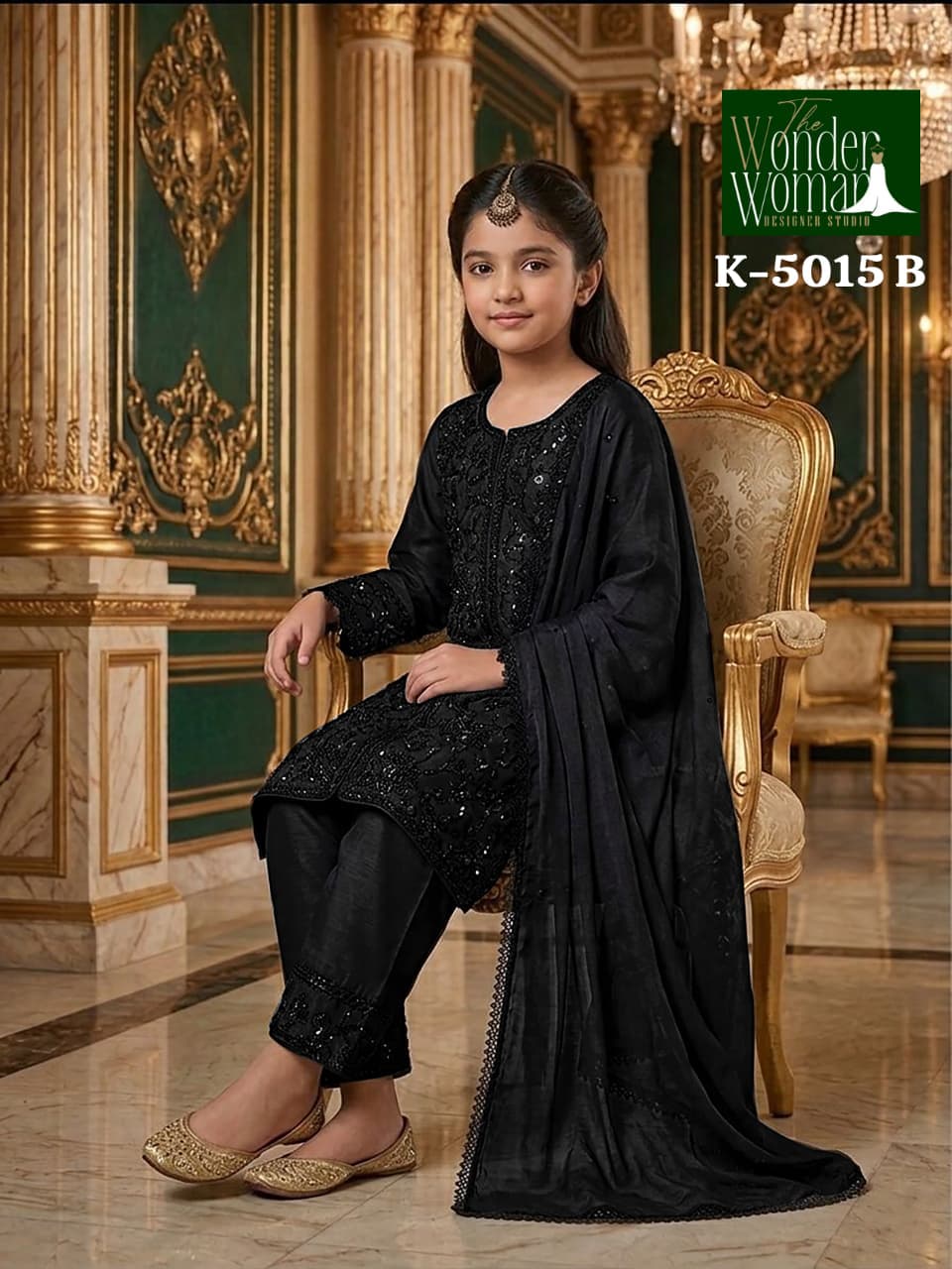 K 5015 Ab The Wonder Woman Georgette Girls Readymade Pant Suits Wholesale Rate