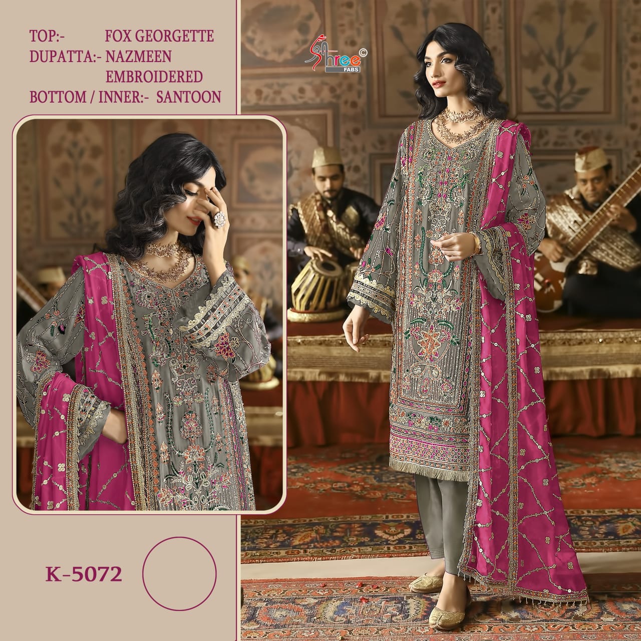 K 5072 Shree Fabs Silk Georgette Pakistani Salwar Suits Manufacturer