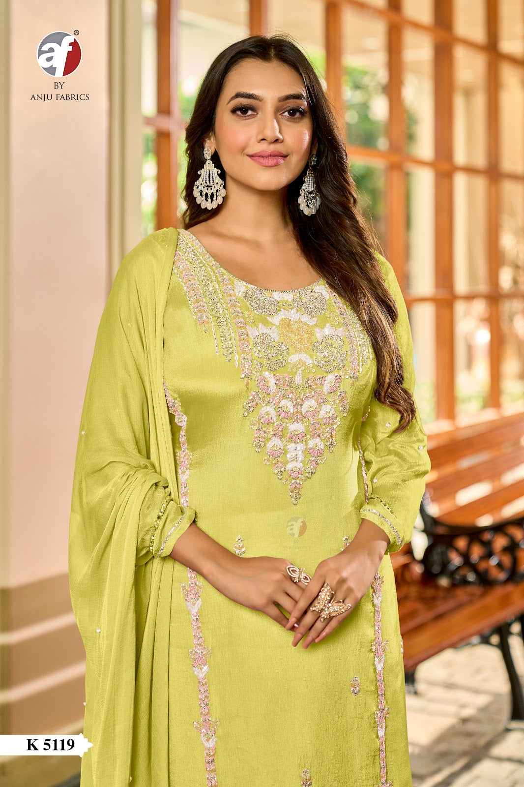 K 5118-5119 Af Chinon Chiffon Readymade Plazzo Style Suits Wholesaler Ahmedabad