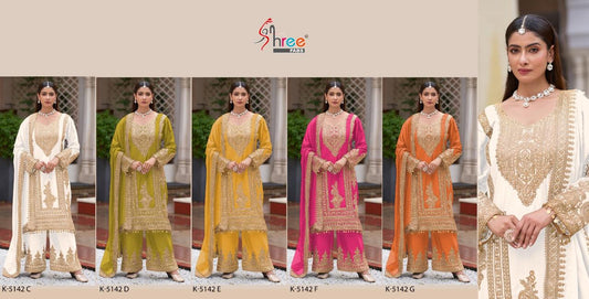 K 5142 Cdefg Shree Fabs Chinon Pakistani Salwar Suits Supplier Ahmedabad