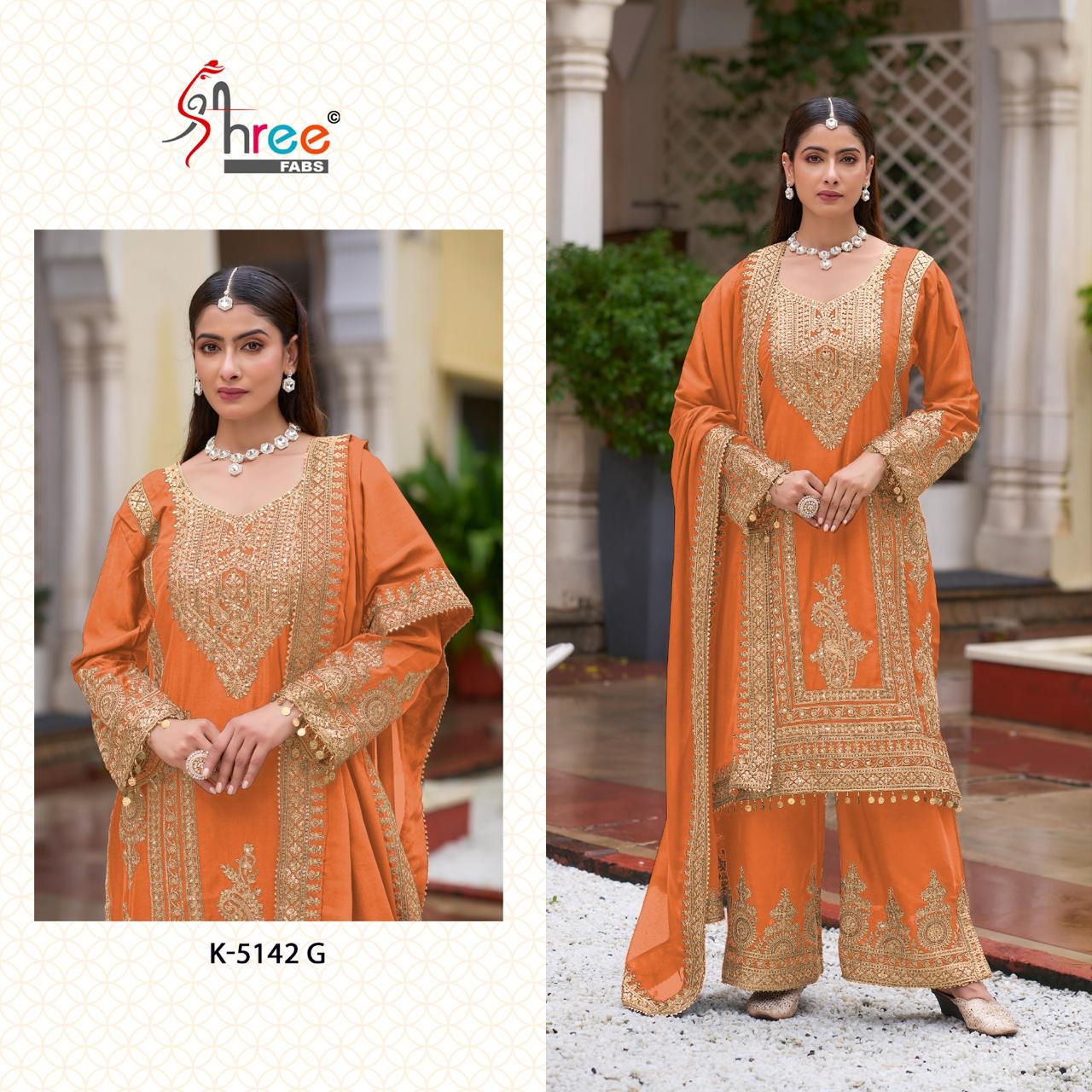 K 5142 Cdefg Shree Fabs Chinon Pakistani Salwar Suits Supplier Ahmedabad