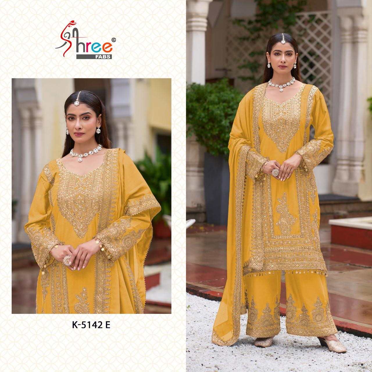 K 5142 Cdefg Shree Fabs Chinon Pakistani Salwar Suits Supplier Ahmedabad
